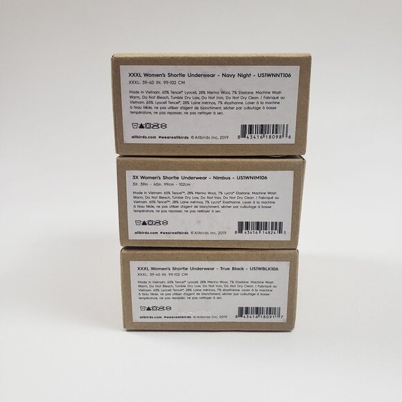 Allbirds Womens Shortie Underwear Trino Blend 3-Pack 3X & XXXL Navy Nimbus Black - Picture 3 of 16